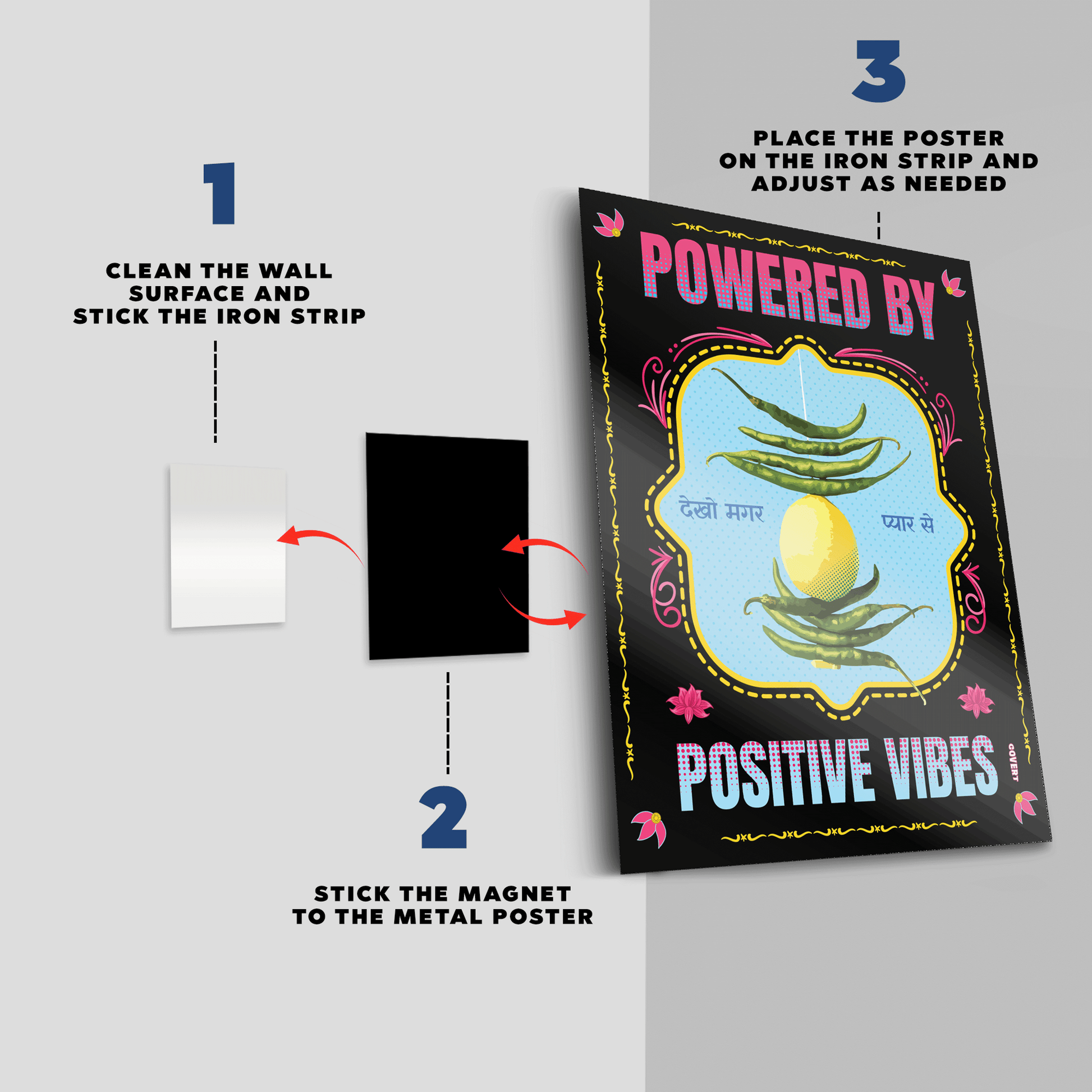 'Powered by Positive Vibes' Metal Poster - Covert