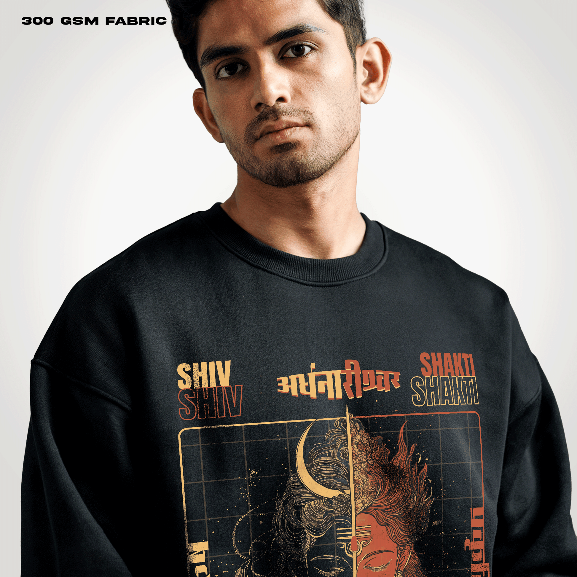 Ardhanarishwar: The Cosmic Fusion Oversized Sweatshirt Covert