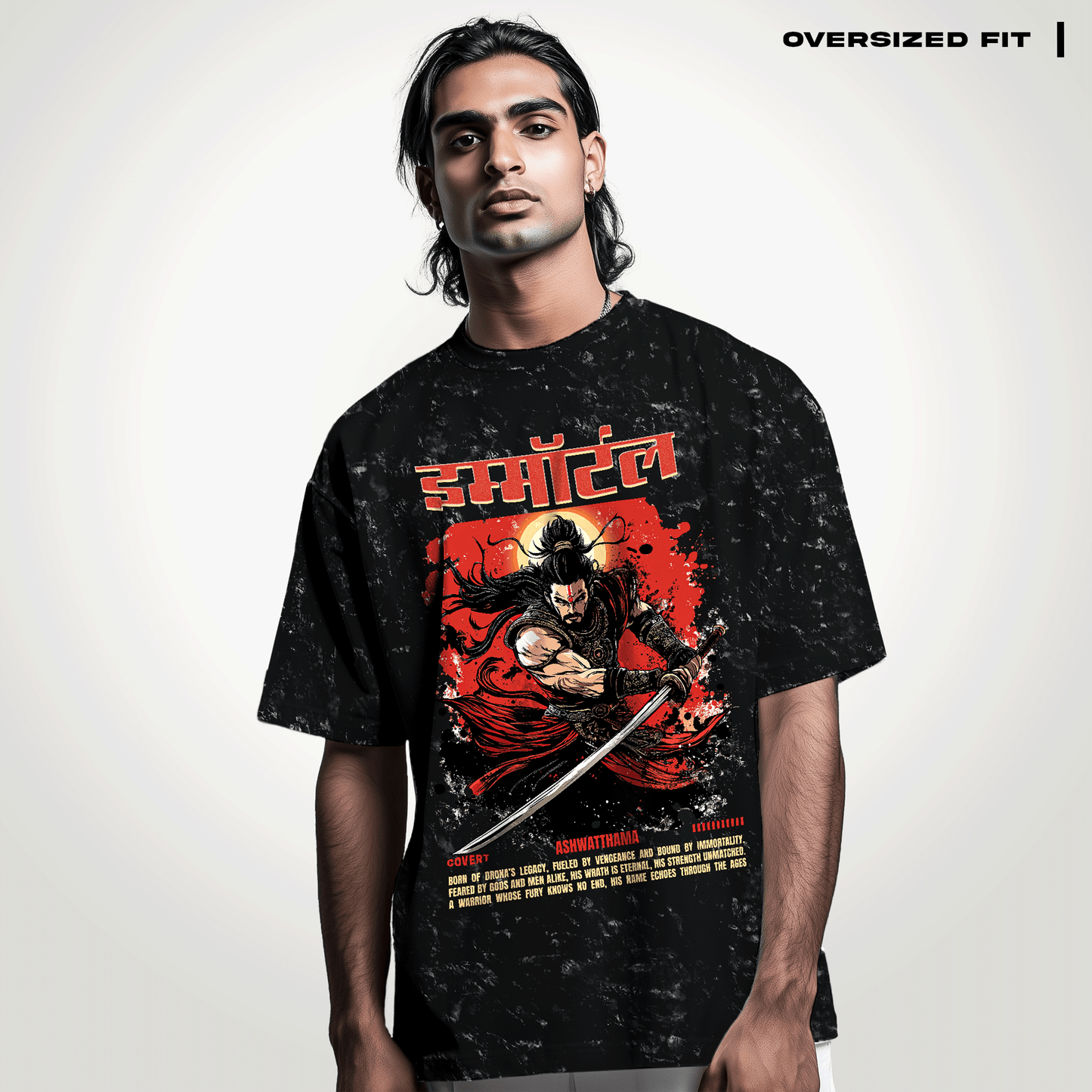 The Immortal Ashwatthama Oversized T-shirt (Acid Wash) - Covert